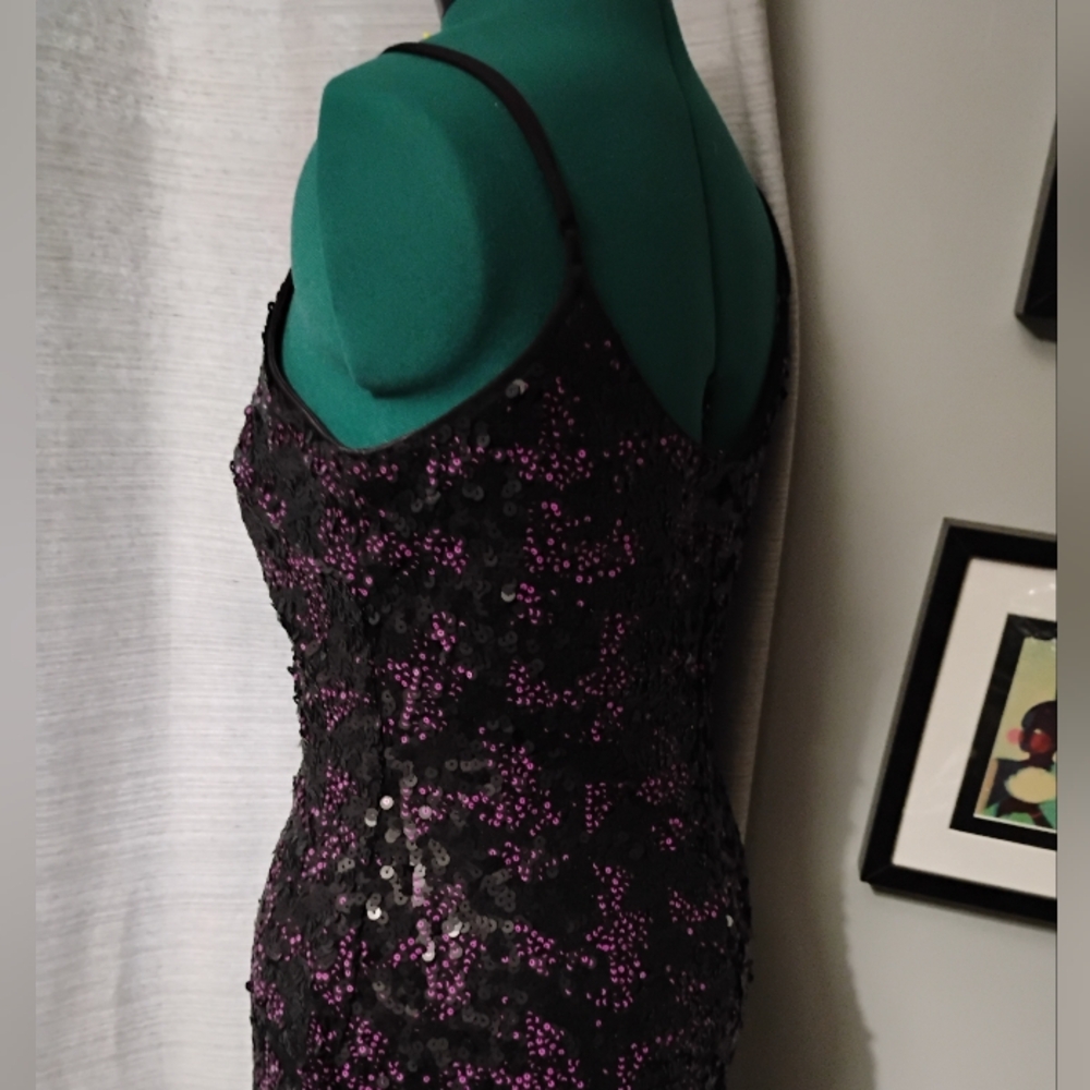Dress The Population Nina Sequin Midi Dress, Sz XL Purple & Black - Picture 8 of 13